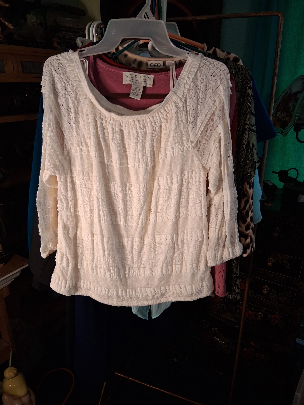 Candie's Cream Textured Scoop Neck Blouse